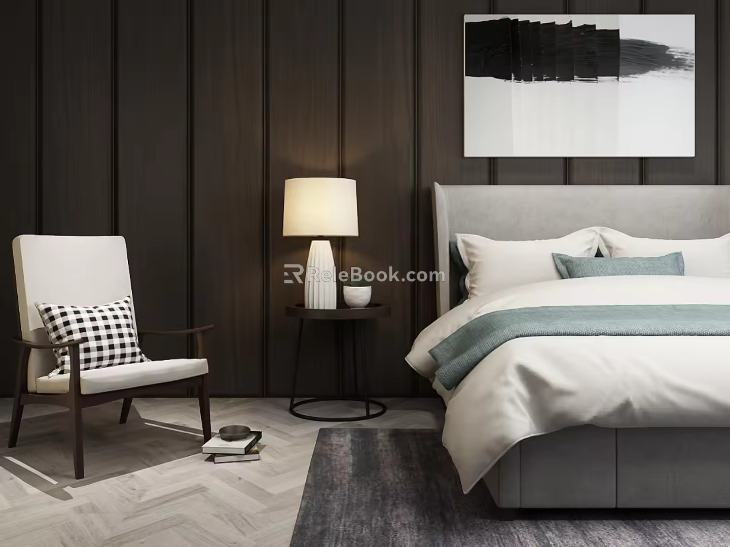 Background double bed 3d model