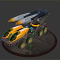 Futuristic Multi Wheeled Tank With Missiles On Lunar Surface Model 3d model