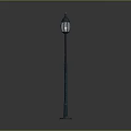 Green Vintage Street Lamp With Glass Shade And Tall Metal Pole
