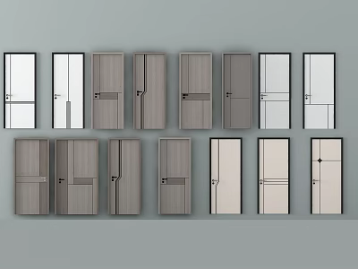 Modern Hinged Doors With Various Designs And Neutral Color Finishes 3d model