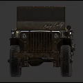 Classic Military Utility Vehicle Jeep With Star Emblem And Canvas Seats