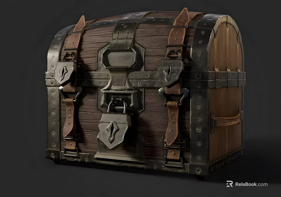 Commercial Wooden Storage Chest With Metal Hardware And Secure Lock For Business Equipment Use 3d model 