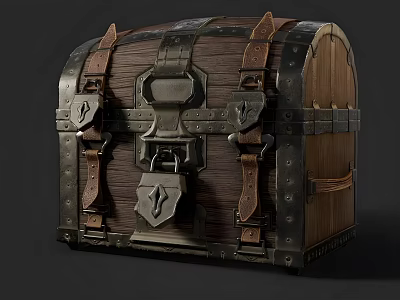 Commercial Wooden Storage Chest With Metal Hardware And Secure Lock For Business Equipment Use 3d model