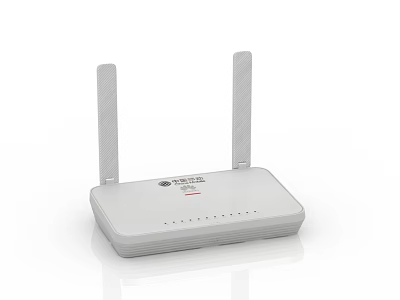 White Wireless Router With Dual Antennas For Home Office High Speed Network 3d model