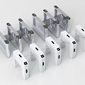 Various Types of Modern Security Turnstiles with Metal Frames and Indicators