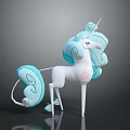 White And Light Blue Unicorn Toy With Curly Mane Tail And Pink Accents