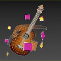 Vibrant Musical Instruments Art Supplies With Acoustic Guitar Music Notes And Stars