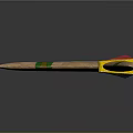 Wooden Throwing Weapon Featuring Green Stripes Yellow Frame And Pink Center