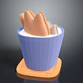 Daily Life Essentials Blue Cup With Wooden Tray Holding Biscuits And Bread Slices