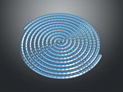 Spiral Shaped Blue Illuminated LED Light Strip With Coiled Decorative Design 3d model