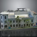 Historic White Building Exterior Featuring Arched Windows Multiple Floors And Storefronts 3d model