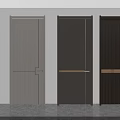 Modern Three Hinged Doors With Textured Panels Neutral Tones And Clean Lines 3d model