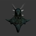Detailed Blue Green Dragon Sculpture Carving With Horns And Scales Design