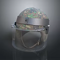 Protective Camouflage Helmet With Transparent Face Shield And Secure Strap Design