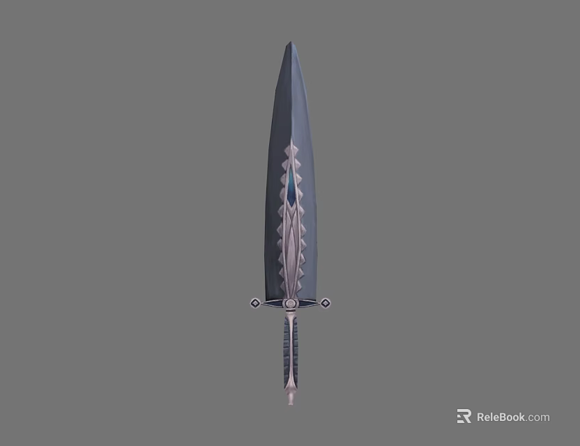 Detailed Fantasy Sword Weapon With Serrated Blade And Ornate Hilt Design 3d model 