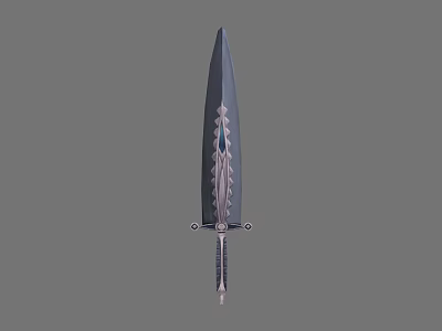 Detailed Fantasy Sword Weapon With Serrated Blade And Ornate Hilt Design 3d model