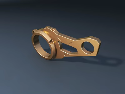 Golden Metal Mechanical Sculpture Carving With Precision Design And Circular Holes 3d model