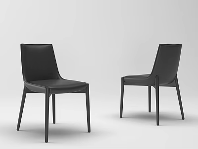 Modern Black Leather Chairs With Sleek Design And Slender Legs 3d model