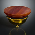 Round Commercial Display Equipment With Wooden Top And Golden Base Stand
