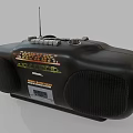 Vintage Black Portable Boombox Featuring Antenna Knobs Speakers And 3d model