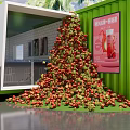 Popular Photo Spot With Green Container Red Tomato Pile White Cartoon Doll And Palm Trees