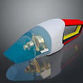 White Handheld Computer Cleaning Tool With Red Yellow Stripe Transparent Blue And Gold Components