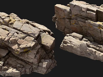 Natural Stone And Wood Texture Elements With Rough Surface For Decorative Design 3d model