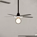 Minimalist Pendant Light With Black Blades Globe Bulb And Gray Wall Design