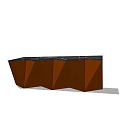 Modern Geometric Reception Desk With Brown Panel Design And Black Top Surface 3d model