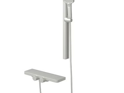 Chrome Handheld Shower System With Wall Mount Bracket And Flexible Hose 3d model