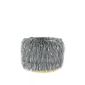 Soft Fluffy Gray Faux Fur Round Stool For Living Room Decor