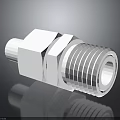 3D Rendered White Mechanical Connector Featuring Threaded End And Hexagonal Body