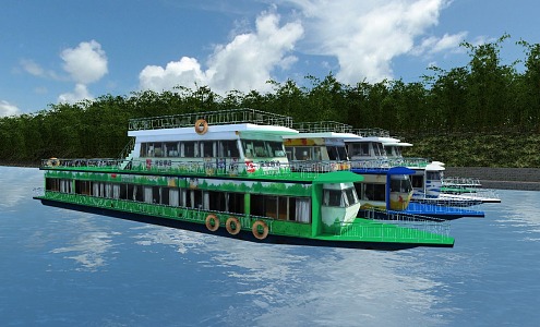 Passenger Boat Cruise Ferry Boat Lijiang Scenic Spot Night Cruise 3d model