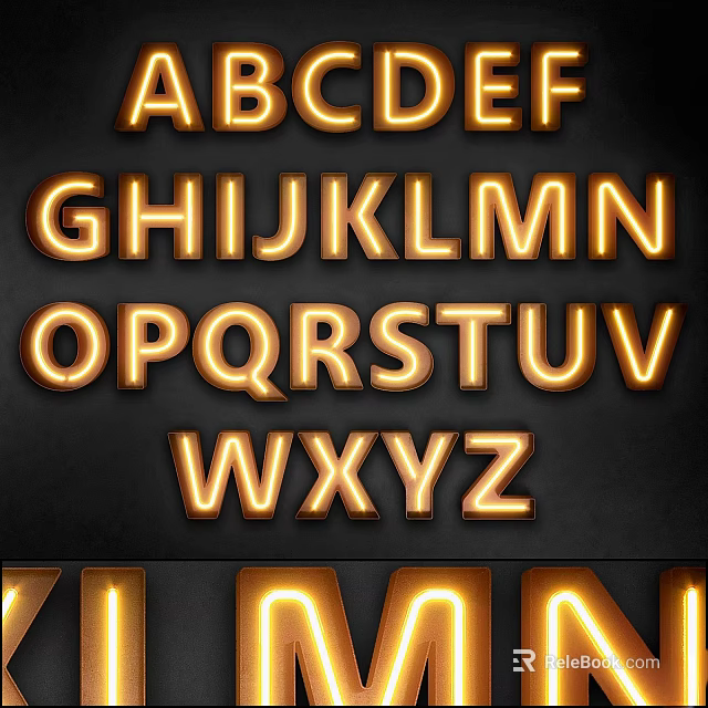 Glowing Decorative Letter Lights with Illuminated Alphabet Design for Home Decor 3d model 