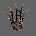 Vintage Agricultural Equipment With Metal Frame Spiked Top And Grid Design Base Supports