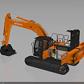 HITACHI Orange Tracked Excavator With Front Bucket Spacious Cab And Metal Tracks