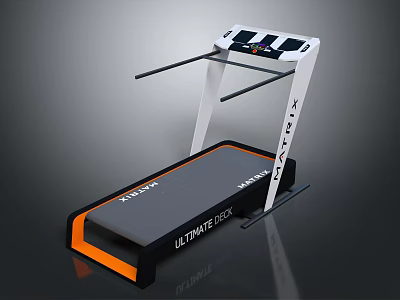ULTIMATE BODY Home Fitness Treadmill with Display Panel Handrails and Orange Accents White Black Design 3d model