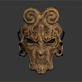 Golden Decorative Mask With Intricate Swirl Patterns For Home Living Decor