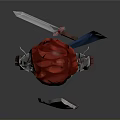 Cute 3D Cartoon Character With Red Hair Green Eyes Blue Scarf Silver Armor And Shield