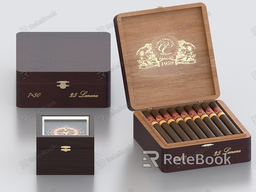 Wooden Box Wooden Box Treasure Box Storage Box Cigar Collection Box Decorative Box model