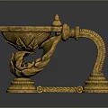 Classical Golden Carved Furniture Accent With Intricate Floral Motifs And Decorative Design