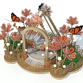 Colorful Playground Equipment With Butterflies Flowers Arch Structure Green Plants And Decorative Fence