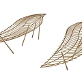 Two Leaf Shaped Woven Sunshade with Outdoor Metal Support Frames