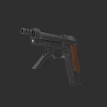 Classic Black Metal Pistol With Wooden Grip And Vintage Design Features