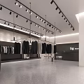 Modern Clothing Store Interior Design With Fashion Display Racks And Fitting Room Area