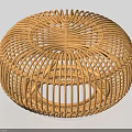 Round Wicker Stool with Handwoven Weave Pattern and Modern Design for Home Decor 3d model