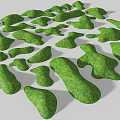 Decorative Green Irregular Grassy Shapes Scattered On Gray Background Surface 3d model