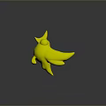 Cartoon Bird Character With Black Body Yellow Beak Yellow Feet And Large Eyes