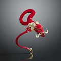 Red Dragon Ornament With Golden Decorations And Coiled Body In Traditional Chinese Style