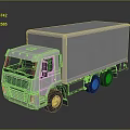 White Box Truck With Cab And Rectangular Cargo Container On Gray Background